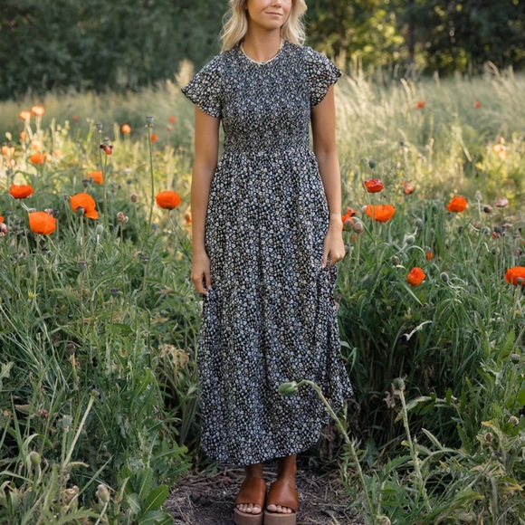 ‼️ISO‼️ Roolee Rachelle Smocked Maxi Dress (Black) - Picture 2 of 3